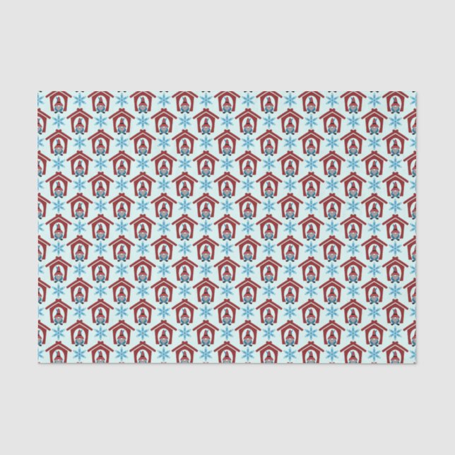 Gnome für Weihnachten Pattern Red Blue Seidenpapier (Vorderseite)
