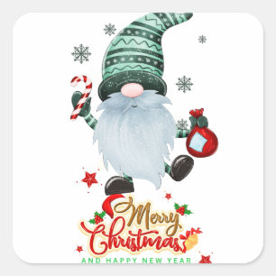 Gnome für Weihnachten Quadratischer Aufkleber