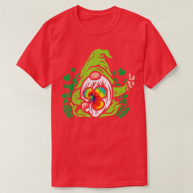 Gnome Gefärbte Krawatte Kleeblatt Clover St Patric T-Shirt (Design vorne)