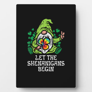 Gnome Gefärbte Krawatte Kleeblatt Gelassen Shenani Fotoplatte