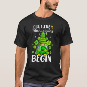Gnome Gefärbte Krawatte Kleeblatt Gelassen Shenani T-Shirt