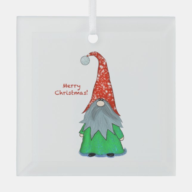 Gnome Glass Weihnachtsdekoration Ornament Aus Glas (Vorderseite)