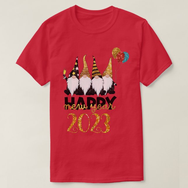 Gnome glücklich Neues Jahr 2023 T-Shirt (Design vorne)