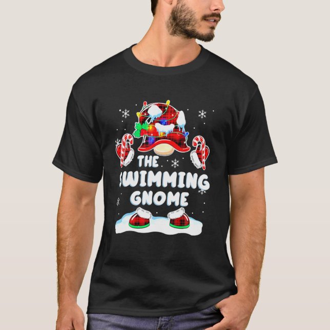 Gnome Gnome Rote Karierte Matching Familie C T-Shirt (Vorderseite)