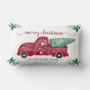 Gnome Gnomies Tree Farm Red Truck Wasserfarbe Lendenkissen