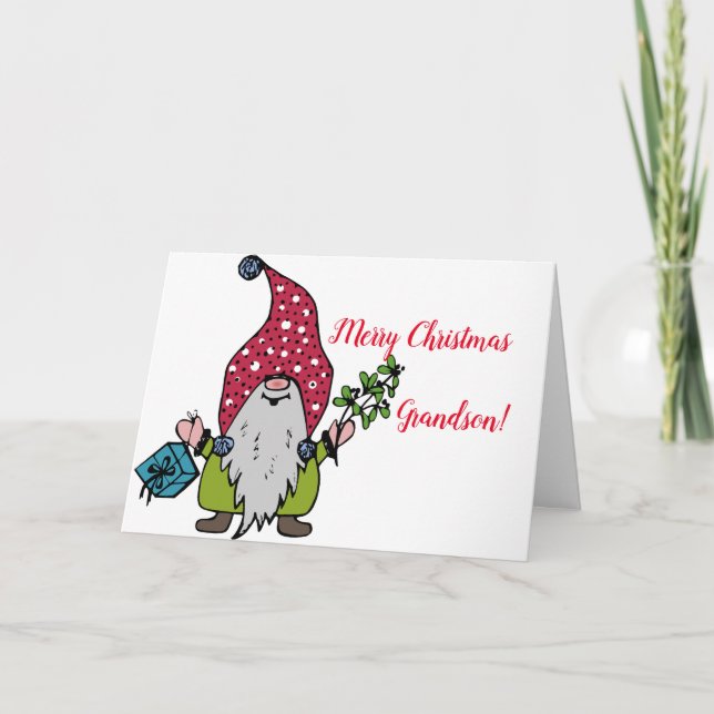 GNOME GRANDSON CHRISTMAS CARD DANKESKARTE (Vorderseite)