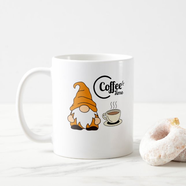 Gnome Hanging mit einer Tasse Kaffee (Mit Donut)