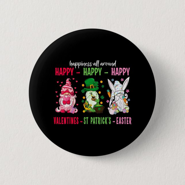 Gnome Happy Valentine St Patrick Ostern Glück Button (Vorderseite)