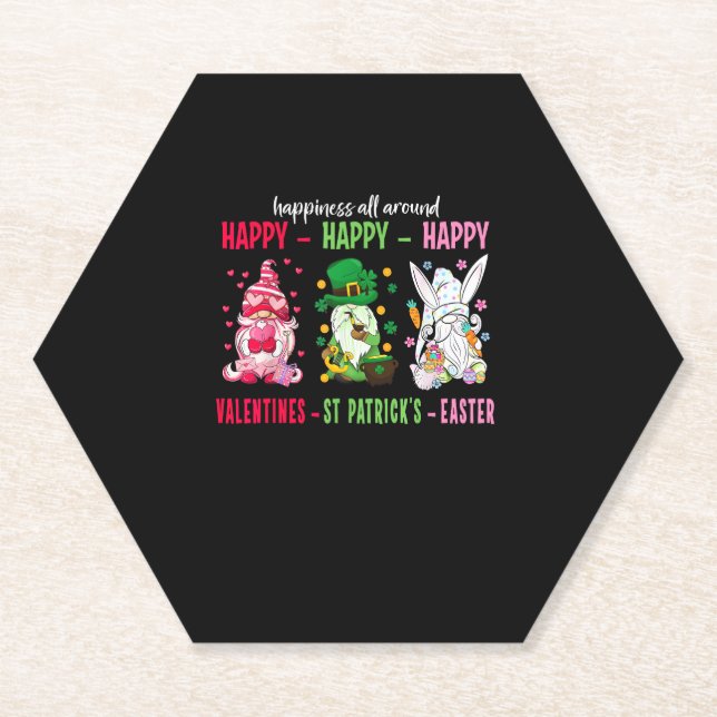 Gnome Happy Valentine St Patrick Ostern Glück Untersetzer (Vorderseite)