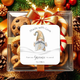 Gnome hausgemachte Food Holiday Bake Personalisier Quadratischer Aufkleber