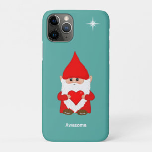 Gnome heureux avec un cœur sur étui teal Case-Mate