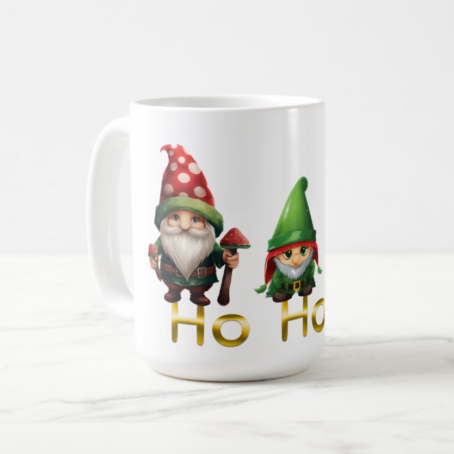 Gnome Ho Ho Ho Weihnachten Kaffeetasse (Vorderseite Links)