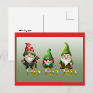 Gnome Ho Ho Ho Weihnachtskarte Feiertagspostkarte