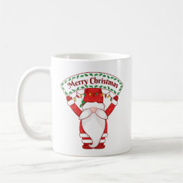 Gnome Holding Merry Christmas Banner Kaffeetasse