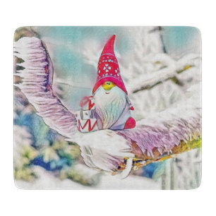 Gnome im Schnee Aquarellmalerei Schneidebrett