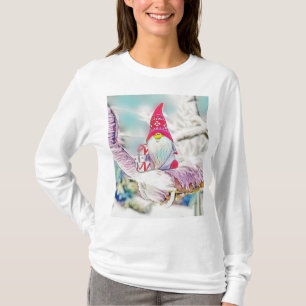 Gnome im Schnee Aquarellmalerei T-Shirt