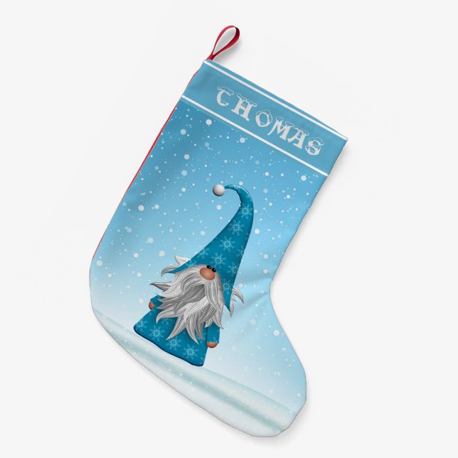 Gnome in Blue Anzug Kleiner Weihnachtsstrumpf (Vorderansicht (hängend))