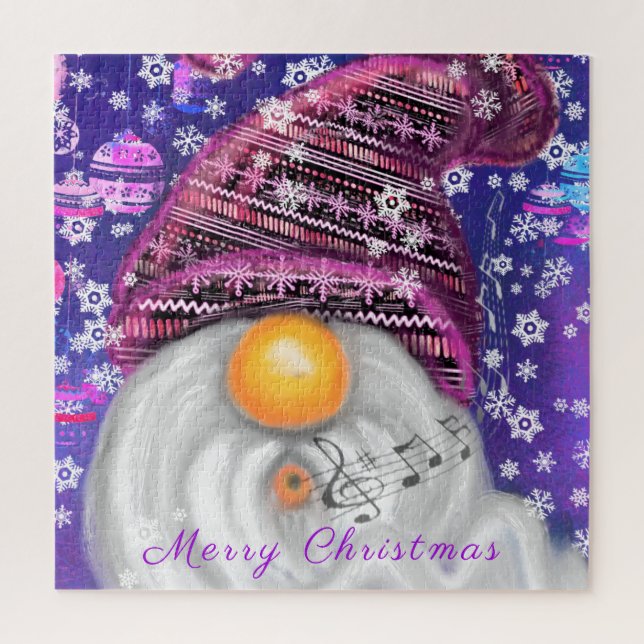 Gnome in Lila Hütten Singt ein Weihnachtslied - Sp (Vertikal)