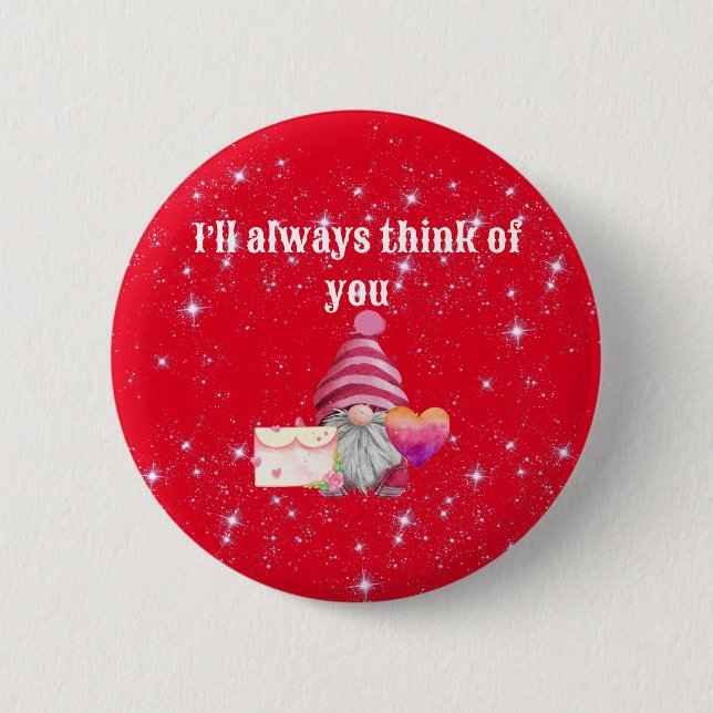 Gnome in love with rainbow heart button (Vorderseite)