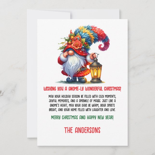 Gnome Inspiriert Weihnachtskarten Feiertagskarte (Vorderseite)