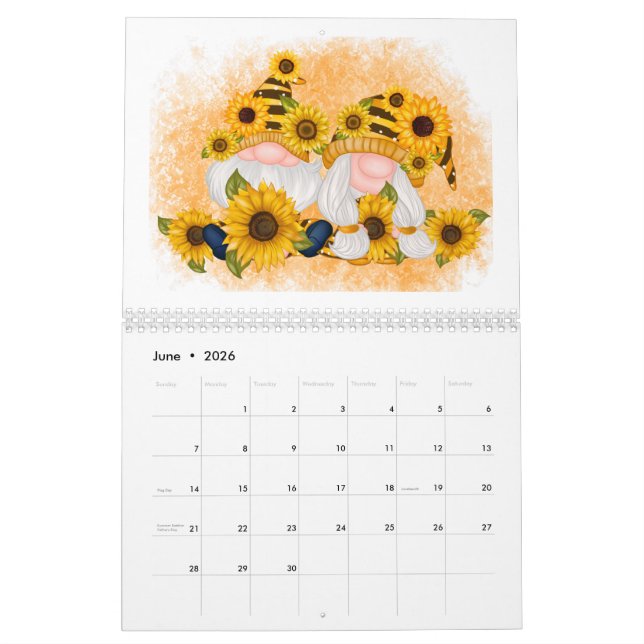 Gnome Kalender Niedlichen Whimsikbar jedes Jahr (Jun 2026)