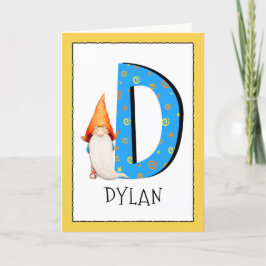 Gnome Kids Letter D Name und Alter Geburtstag Gruß Karte