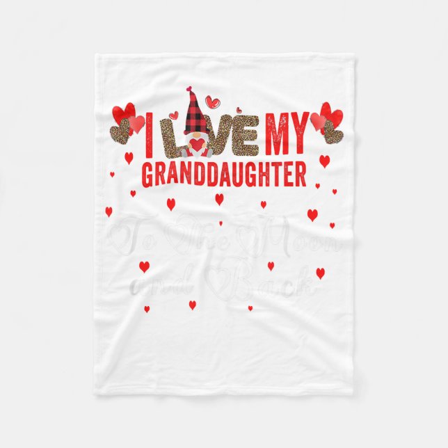 Gnome Leopard Valentinstag Liebe Meine Enkelin Fleecedecke (Vorderseite)
