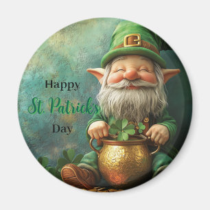 Gnome Leprechaun und Pot of Gold St Patrick's Day Magnet