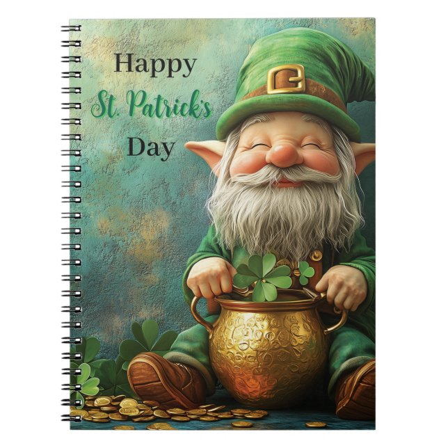 Gnome Leprechaun und Pot of Gold St Patrick's Day Notizblock (Vorderseite)