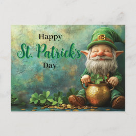 Gnome Leprechaun und Pot of Gold St Patrick's Day Postkarte