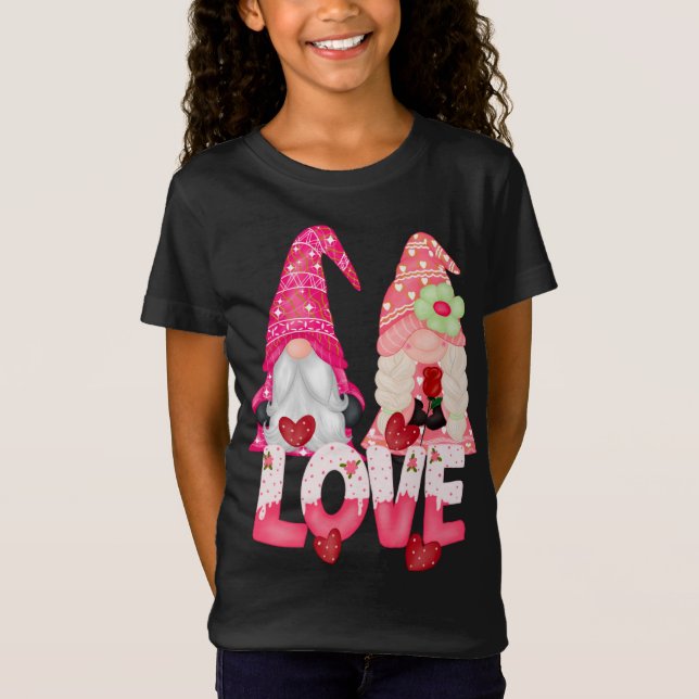 Gnome Liebe Couple Valentine's Day Niedlich Gnomes T-Shirt (Vorderseite)