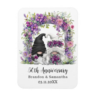 Gnome Lila Floral 50. Hochzeitstag Magnet