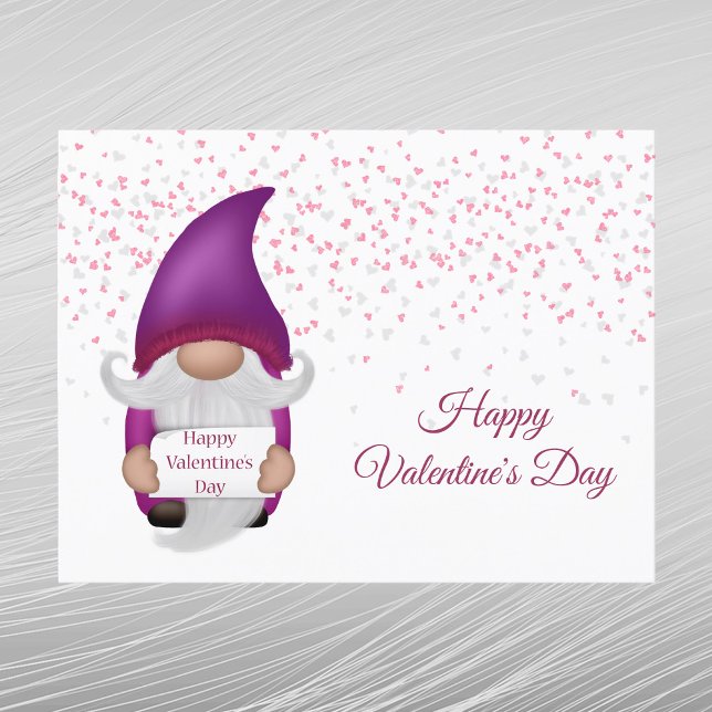 Gnome Lila Heart Valentine Feiertagspostkarte (Von Creator hochgeladen)