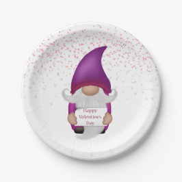 Gnome Lila Heart Valentine Pappteller