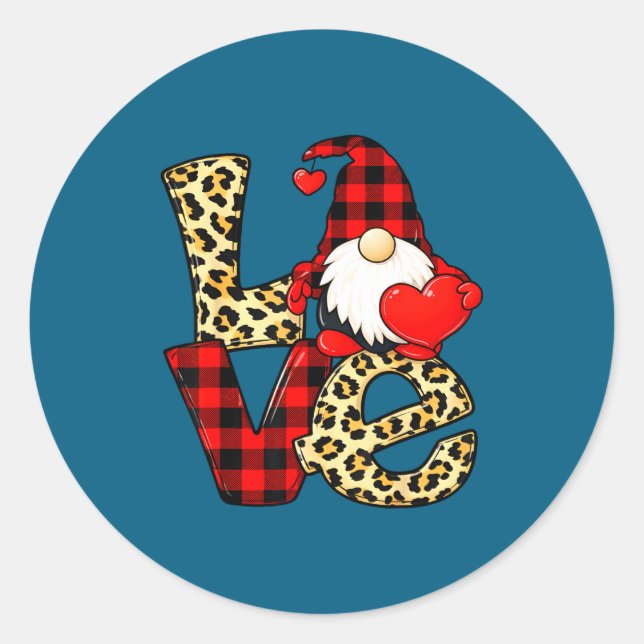 Gnome Love Valentine Gnomes Valentines Day Men Wom Runder Aufkleber (Vorderseite)