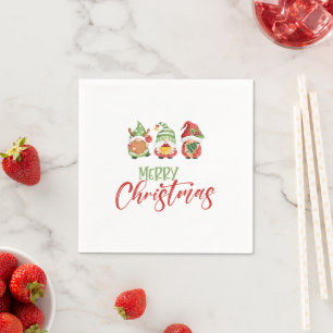 Gnome Merry Christmas Napkin Serviette