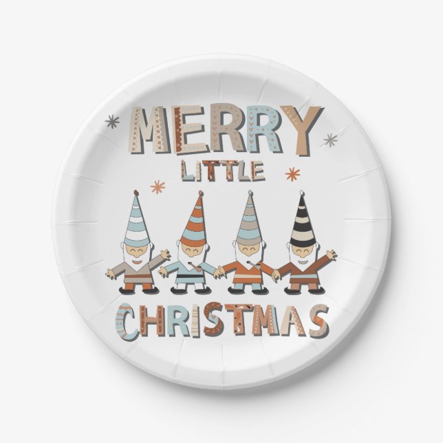 Gnome Merry Little Christmas Party Pappteller (Vorderseite)