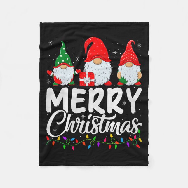 Gnome Merry Weihnachten Pyjama passende Familiensg Fleecedecke (Vorderseite)