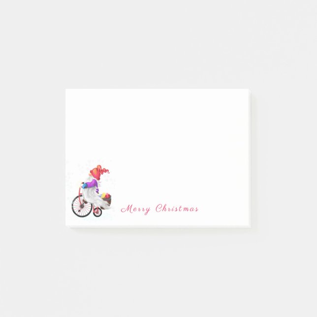 Gnome mit Bike Christmas Post-it® Notes Post-it Klebezettel (Vorderseite)