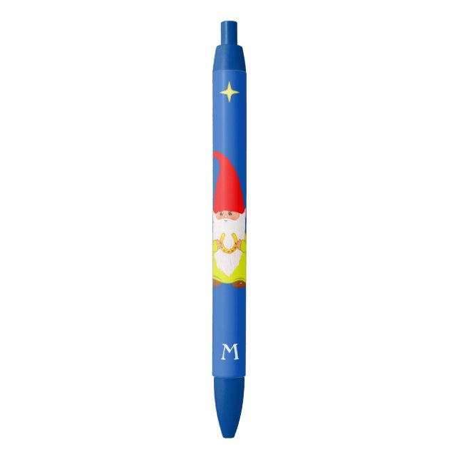Gnome mit einem Lucky Horseshoe und Monogramm Kugelschreiber (Vorderseite Vertikal)