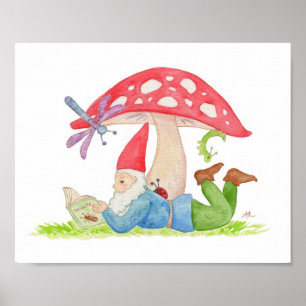 Gnome mit Insekten-Buchkunstdruck Poster