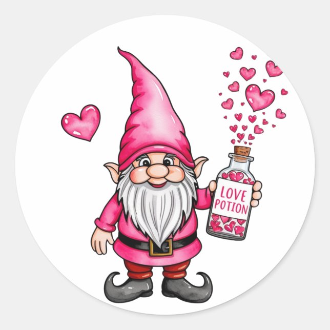 Gnome mit Liebe-Tränke Weihnachten Runder Aufkleber (Vorderseite)