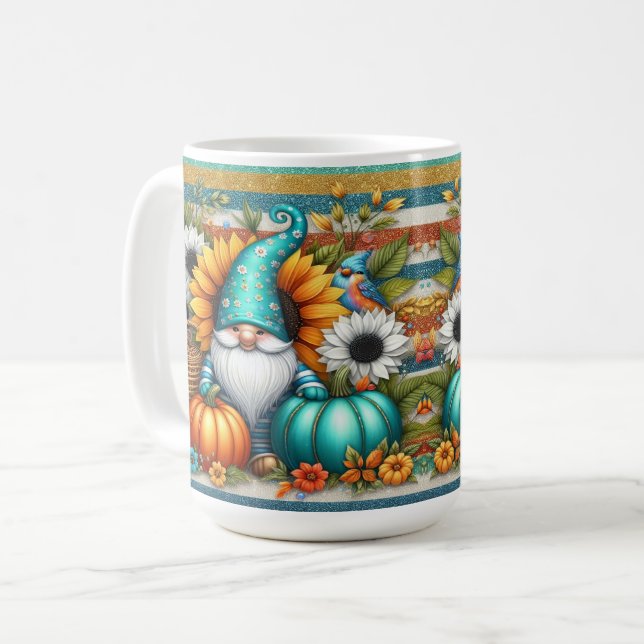Gnome mit Pumpkins und Blume Kaffeetasse (Vorderseite Links)