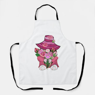 Gnome mit rosa Rosen Valentinstag Blume Fee Schürze