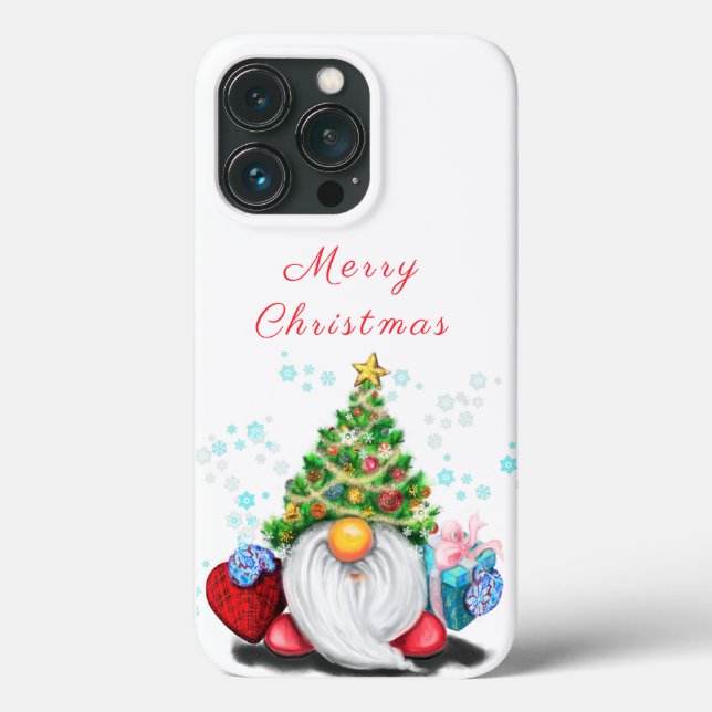 Gnome mit Weihnachts-Tree Hat iPhone Case Geschenk (Rückseite)
