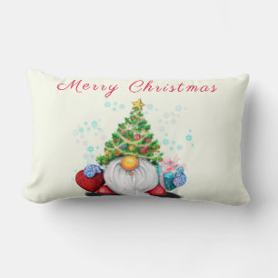 Gnome mit Weihnachtsbaum Hat Lumbar Kissen