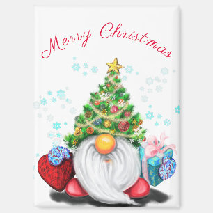 Gnome mit Weihnachtsbaum Hat Magnet Geschenk