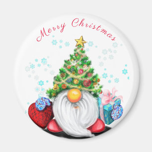 Gnome mit Weihnachtsbaumhut und Gift Magnet