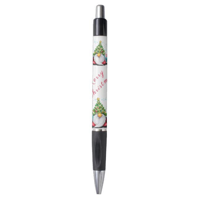 Gnome mit Weihnachtsbaumhut und Gift Pen Kugelschreiber (Vorderseite Vertikal)