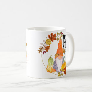 Gnome mug with pumpkins squash and fall leaves kaffeetasse